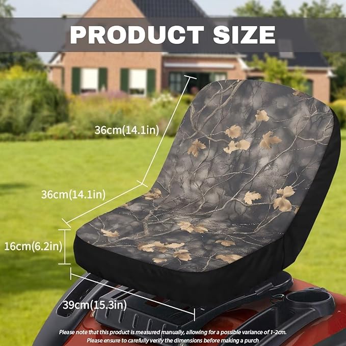 Riding Lawn Mower Cushioned Seat Cover Replacement,Hunting Weatherproof Lawn Equipment Seat Cover with Convenient Pockets