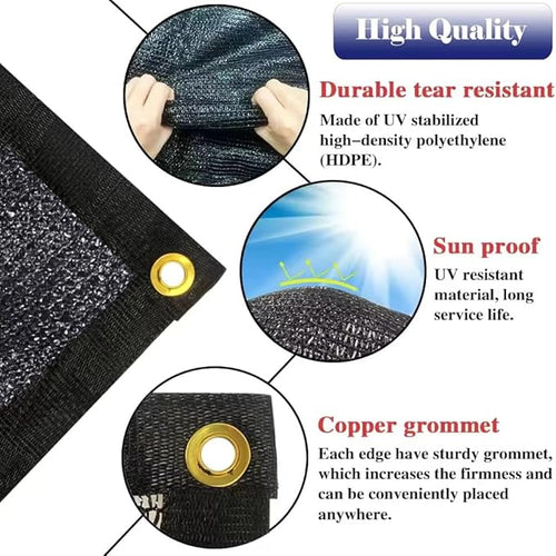 10X10Ft Shade Cloth for Garden, 90% Black Sun Shade Mesh for Plants Heat Protection, Outdoor Sunblock Mesh Tarp for Greenhouse, Plant Cover, Balcony, Gazebo, Deck, Porch, Carport