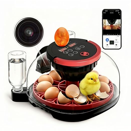 Incubators for Hatching Eggs, 12-24 Egg Smart WiFi Incubator with 1080P Camera, App Control, One-Click Incubation for Chicken Quail Duck Pigeon, Auto Egg Turner, External Water Refill, Candler