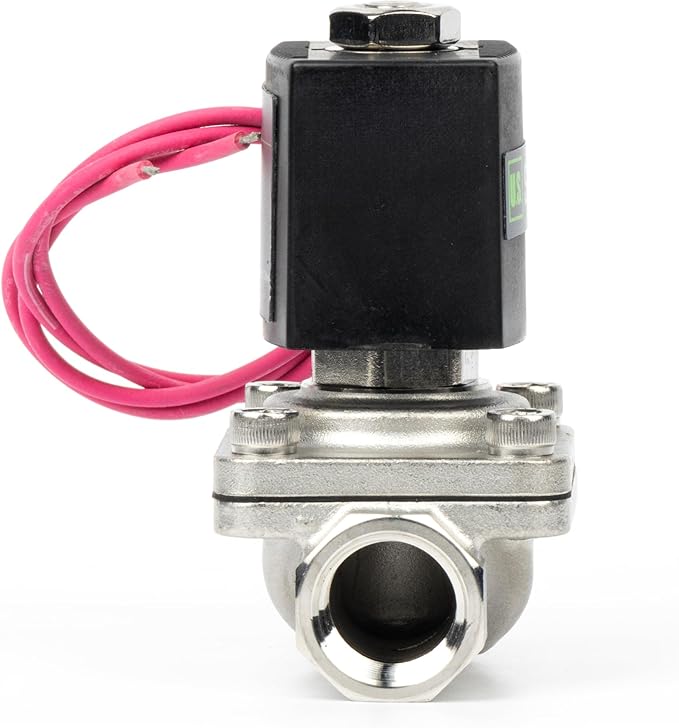 U.S. Solid 1/2" Stainless Steel Solenoid Valve - 110V AC Normally Closed Electric Solenoid Valve with Viton Seal, Lead Wire Type