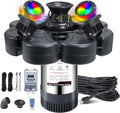 RELIY Pond Fountain Aerator, With 4 RGB Lights 1HP 110V 15000 GPH Stainless Steel Fountain Pump, Fully Automatic Powerful Lake Floating Fountain, 100 FT Power Cord, Programmable Timer Switch