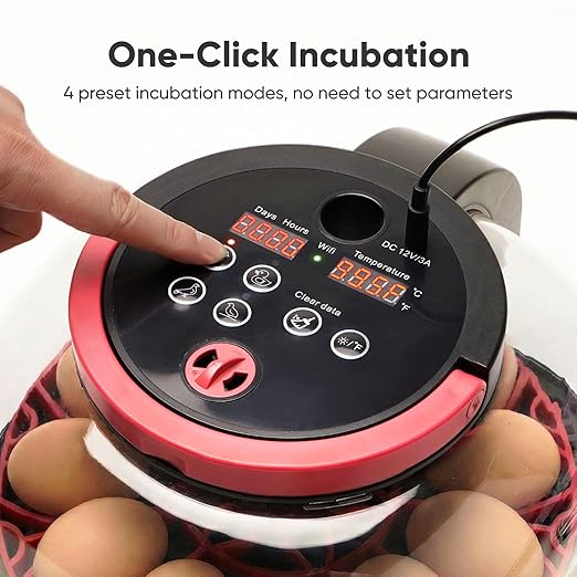 Incubators for Hatching Eggs, 12-24 Egg Smart WiFi Incubator with 1080P Camera, App Control, One-Click Incubation for Chicken Quail Duck Pigeon, Auto Egg Turner, External Water Refill, Candler