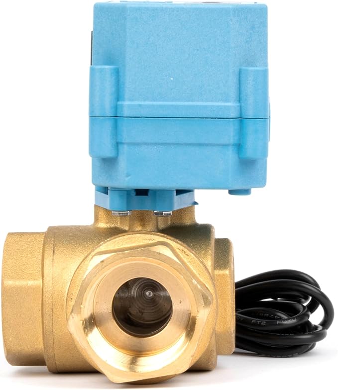 U.S. Solid WiFi Smart Motorized Ball Valve 1 inch NPT for Water Control & Irrigation, 3 Way Brass Electric Valve, USB Powered, LED Status Indicator, Flow Direction Window, Remote On/Off Control