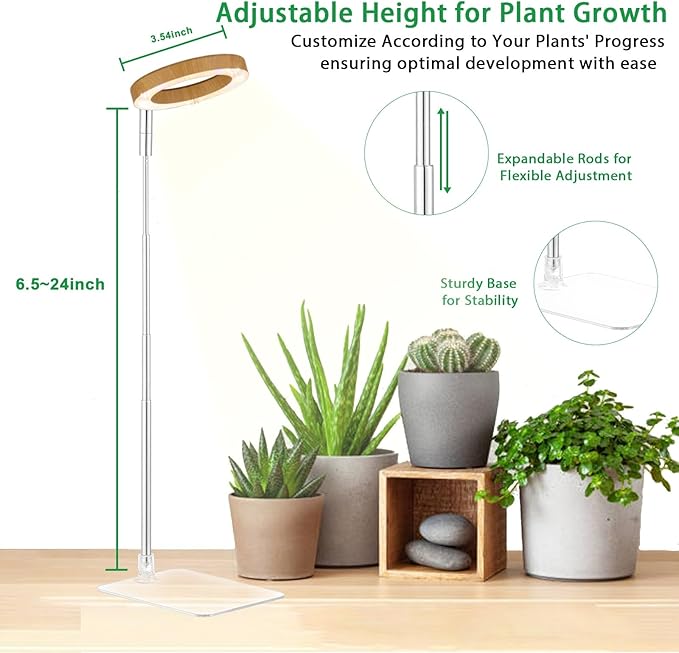 yadoker Plant Grow Light, LED Growing Light Full Spectrum for Indoor Plants,Height Adjustable, Automatic Timer, 5V Low Safe Voltage,Idea for Small Plants