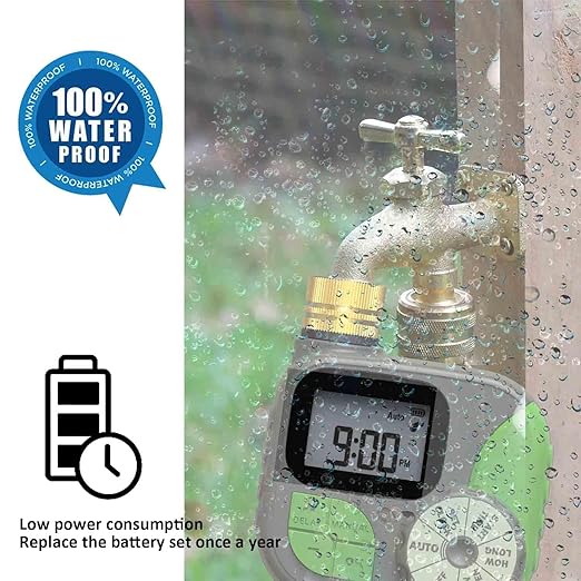 Drip Irrigation System with Water Timer Auto Watering System for Garden 5/16“ID and 1/4 Inch Pipe 162ft Adjustable Spray Kit, for Greenhouse, Garden, Lawn, and for Potted Plants
