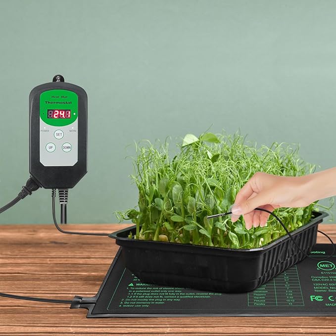 Seedling Heat Mat and Digital Thermostat Combo Set, MET-Certified Plants Heating Mat Warm Hydroponic,Germination, Indoor Gardening, Greenhouse