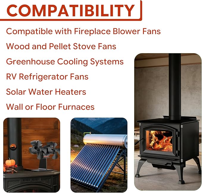 Snap Disc Thermostat Switch 120°F On 105°F Off Compatible with Fireplace Blower Fan Wood Stove Temp Sensor Furnaces RV Refrigerator Cooling Fan Thermal Control