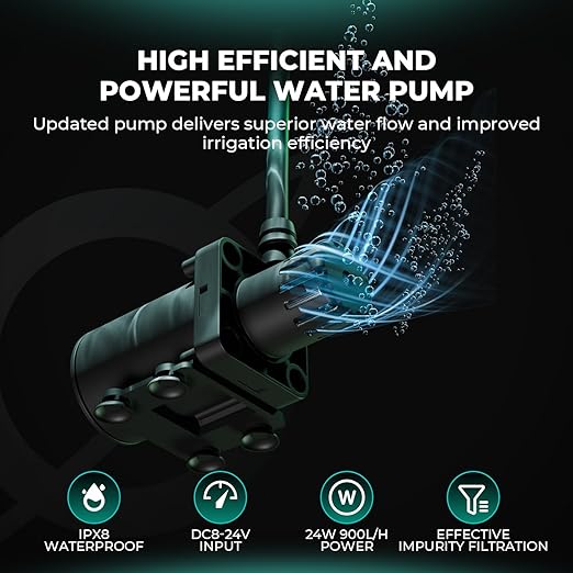 MARS HYDRO Auto Drip Irrigation Kits with 13 Gallon Foldable Bucket, 24W Upgraded Water Pump, 8 Drip Emitters, Garden Watering System for Grow Tent Indoor, Lawn, Greenhouse, Yard