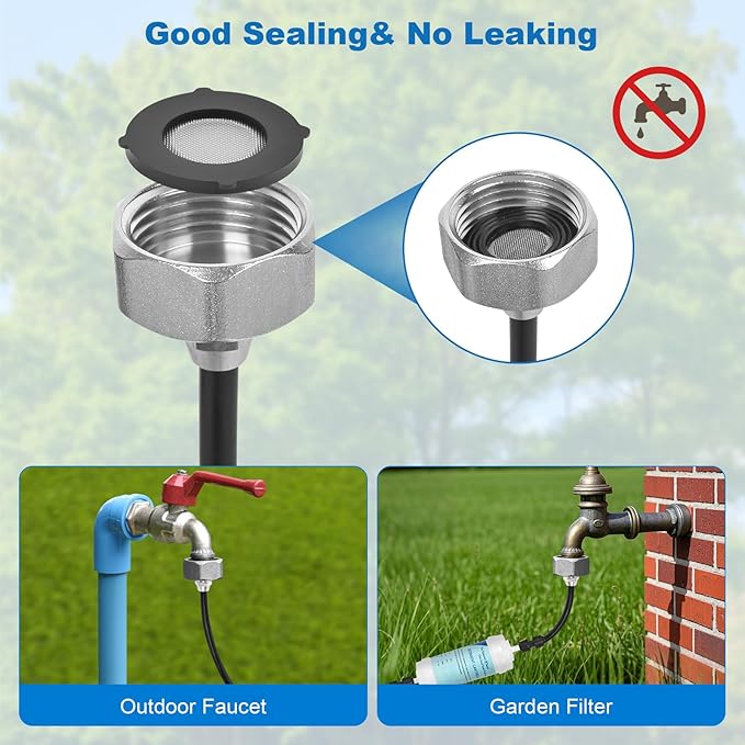 50ft/15M Misters for Outside Patio with Water Filter Misting Systems Pre-Assembled 15 Brass Mist Nozzles, Installation-Free Outdoor Misting Cooling System for Garden Waterpark Greenhouse