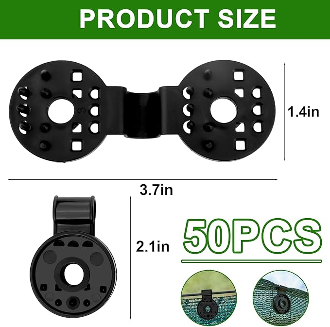 50 Pcs Shade Cloth Clips, Shade Cloth Plastic Clips Greenhouse Shade Cloth Fix Clamp, Windproof Awning Clamp Grip Tarp Clips for Sunshade Net, Anti Bird Netting, Garden Netting, Patio Accessories