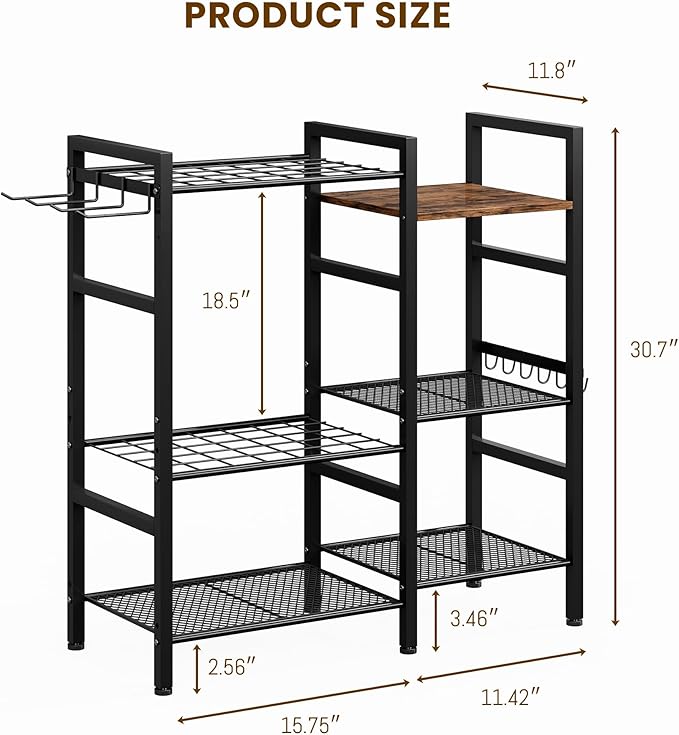 Garden Tool Organizer for Garage,3 Tier Garden Tools Rack with 8 Hooks,Up to 35 Long-Handled Tools/Rakes/Brooms, Heavy Duty Steel Garage Tool Stand for Shed, Outdoor, Black