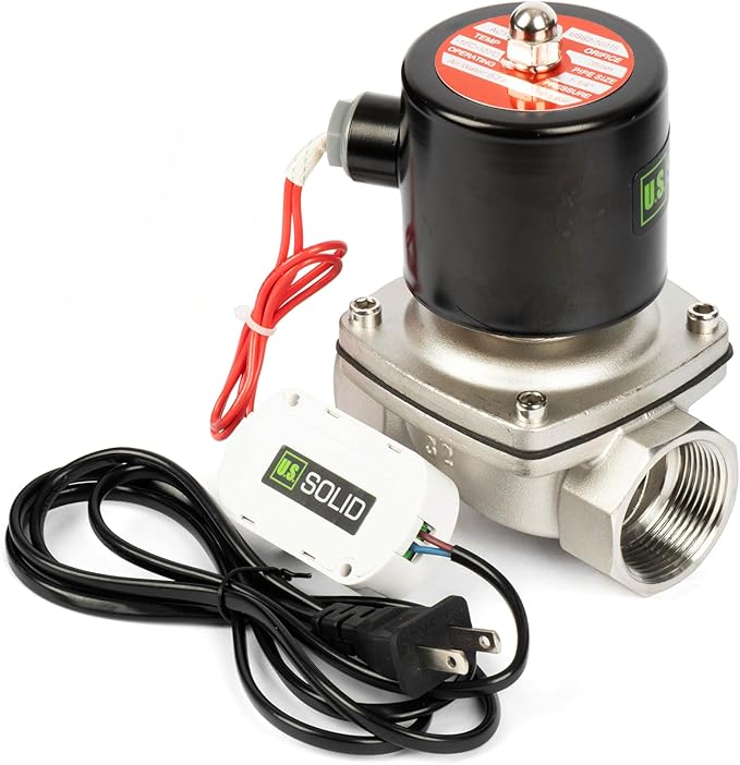 U.S. Solid Smart WiFi Stainless Steel Solenoid Valve, 1-1/4", 110V AC, Normally Closed, App Remote Control for Irrigation & Automation