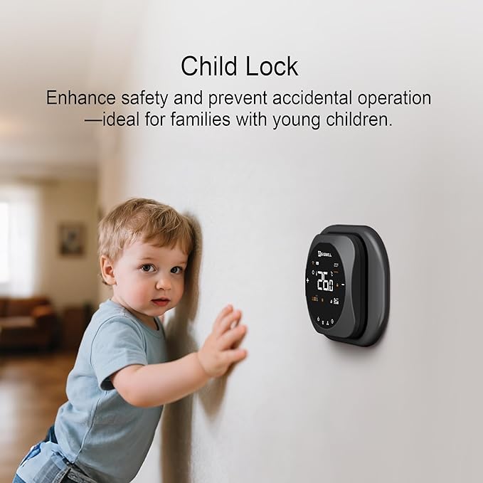 Smart WiFi Thermostat for Home, Programmable Thermostat with C-Wire Adapter, 3H/2C for Heat Pump & Conventional Systems, Tuya App Control, Compatible with Alexa & Google Assistant