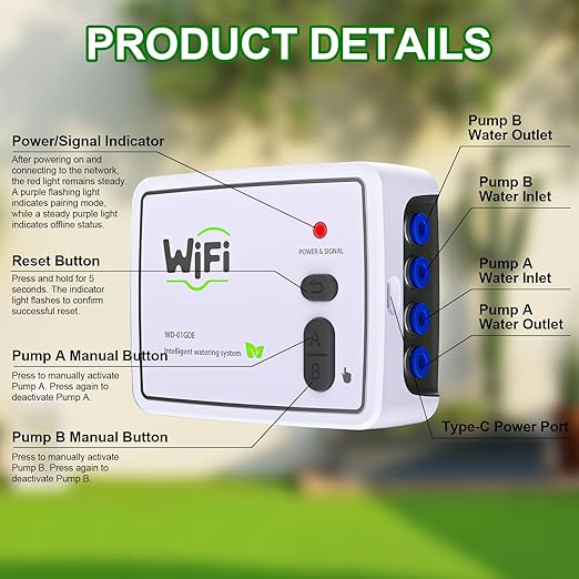 Smart WiFi Drip Irrigation System,Dual Channel Automatic Watering Kit for 20 Potted Plants,Compatible with Alexa/Google Home,Timer with App Control,20 Adjustable Emitters & 15M Hose for Indoor Garden