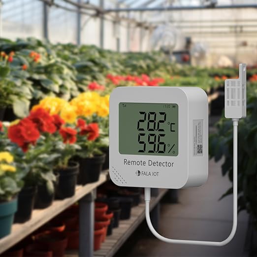 External Temperature & Humidity Sensor Probe – Waterproof, Wide Range (-40°F to 194°F, 0 to 100% RH), 16.4ft Length for Greenhouse, Farm, Industrial, Only for FALA IOT Detector, 5 Meters
