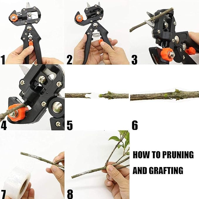 Premium Garden Grafting Shears Professional Grade Pruning Tool with 3 Interchangeable Blades for Fruit Tree Grafting and Plant Propagation (10113A Cloth Bag)