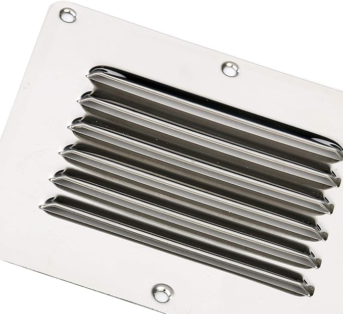 Amarine Made Stainless Steel Stamped Louvered Vent - Rectangular - 07722S - 4-1/2" X 5" (4-Pack)
