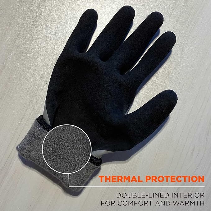 Ergodyne ProFlex 7501 Coated Waterproof Winter Work Gloves, Sandy Nitrile Coated Palms, Thermal Fleece Lining, Gray, Small (1 Pair)