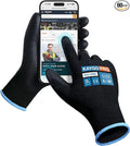 Work Gloves PU Coated for Men and Women, 60 Pairs Safety Work Gloves with Two Fingers Touchscreen, Breathable and Lightweight,Ideal for Light Warehouse, Manufacturing, Gardening, KG11P (M, Black)