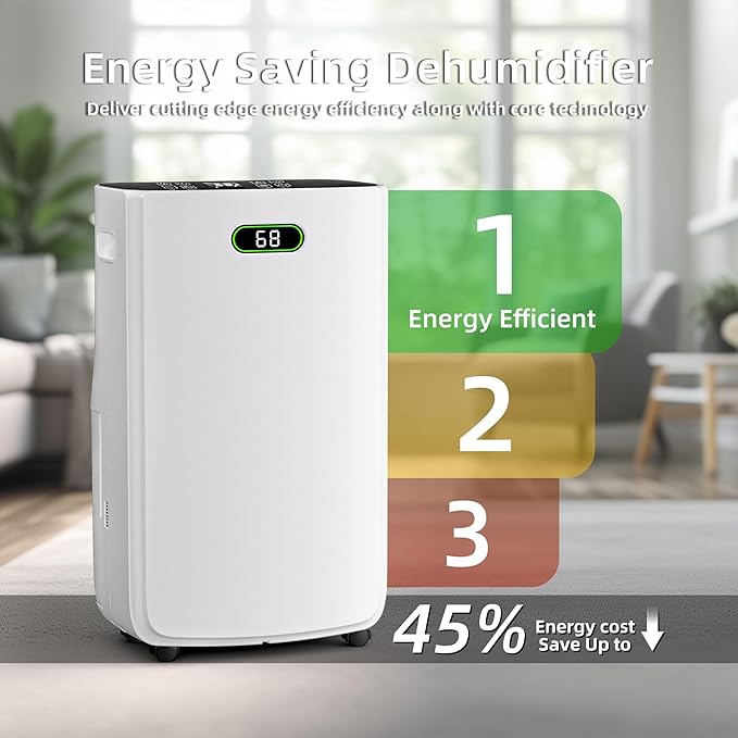5000 Sq.Ft Dehumidifier for Basement with Drain Hose, 80 Pint Dehumidifiers for Home with Large 6.5L Water Tank,24H Timer,Child Lock,Defrost,Silent,4 Modes Operation Auto Shut-off(80 Pints)