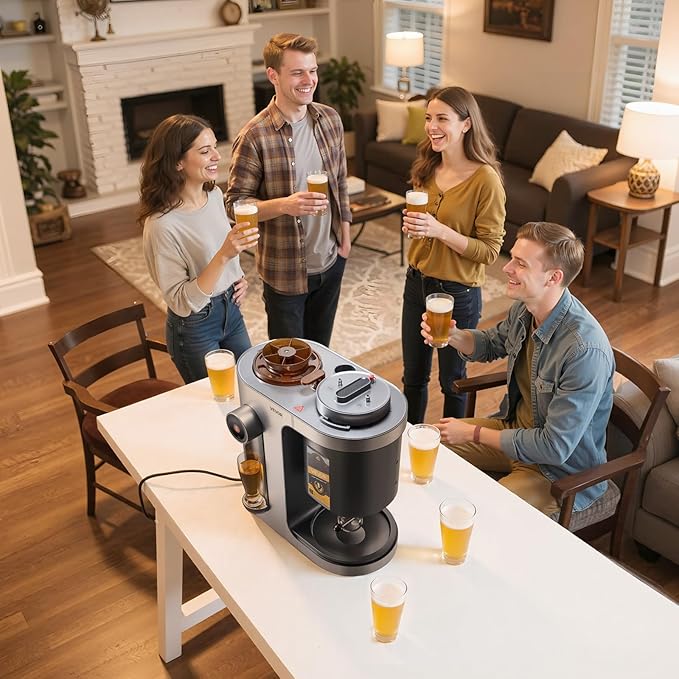 VEVOR Automatic Home Beer Brewer, 1500W Electric Beer Brewing Machine, 3.43 Gal All-in-One Home Brewer with Mash Boil Device, 304 Stainless Steel Internal Tank, Auto Temperature & Pressure Control