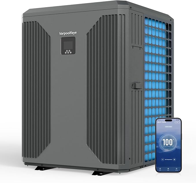 140000 BTU Inverter Pool Heater for Inground Pool Heat Pump Pool Heater Above Ground Electric Up to 42000 Gallon WiFi Control 220v