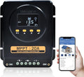 ECO-WORTHY MPPT Solar Charge Controller 12V/24V 20A,Bluetooth & APP Monitoring,LCD Display, Solar Panel Regulator for Gel,SLA,FLD,LFP Battery in Solar System,RV