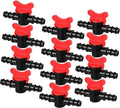 Boao Drip Irrigation Switch Valves - 1/2 Inch Double Male Barbed Valve - Manual Adjustment with Red Handle Top(12)