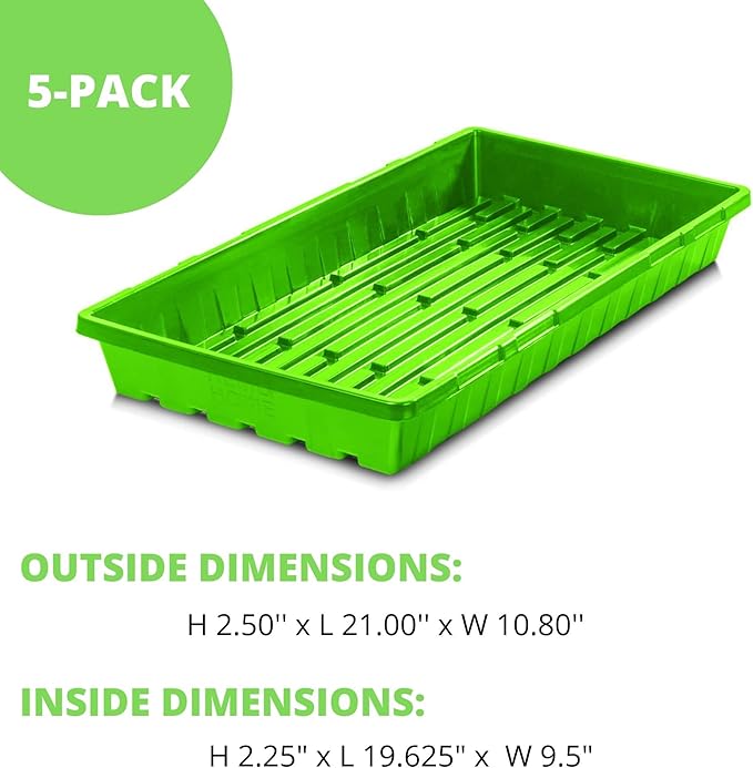 1020 Seed Starting Trays, Plant Tray, Microgreens Growing Trays, Plastic Seed Trays, Reusable Seedling Tray, 5-Pack Growing Trays, Germination Tray, Planting Tray, Plant Tray For Seedlings
