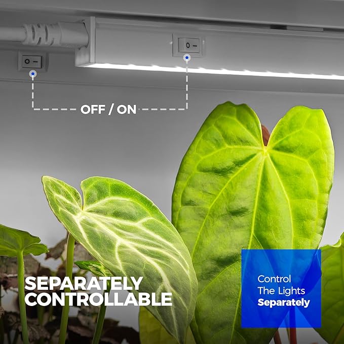 Barrina T5 Grow Lights for Indoor Plants, 1ft Plant Lights for Indoor Growing, 5000K White Full Spectrum Grow Light, Individual Switch, T5 Grow Light Strip, Plug and Play, 8-Pack