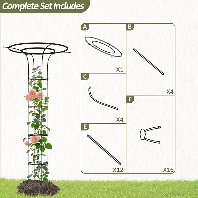 Trellis for Climbing Plants Outdoor - 69"(H), Expandable and Rust-Proof Metal Plant Support, Easy Installation, Garden Trellis for Potted Roses, Vines, Jasmine(1 Pack)