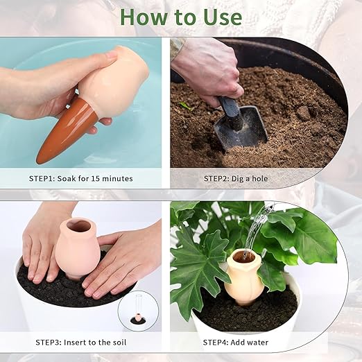 SmartiLiving Drip Irrigation Stakes - Extra Large Improved Drip Easy-Refill 4 Week Waterer System with Large Reservoir Bulbs - Automatic Self-Watering Device for Indoor & Outdoor