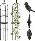 Garden Obelisk Trellis for Climbing Plants Outdoor 6 Ft Rose Bush Round Trellis for Pots Rustproof Metal Pipe with Plastic Coated Plant Flower Trellises for Clematis Vine Jasmine Support