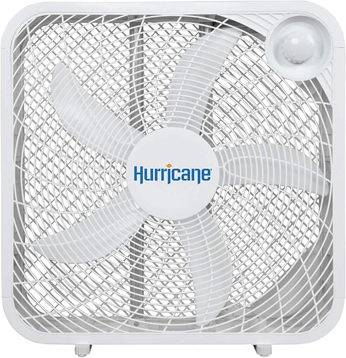 Hurricane 2-Pack Classic Floor Mount Box Fan w/ 3 Quiet Speeds, White, 20" - Corded Portable Electric Air Cooling Unit w/ Powerful 2400 CFM Airflow for Home, Garage, Office, Bedroom & Basement