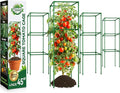 Halatool 4 Pack Square Tomato Cages for Garden, 45 Inch Heavy Duty Adjustable Metal Tomato Trellis for Climbing Plants – Green Plant Support Stakes for Vegetables Flowers Fruits&Raised Bed Outdoor