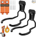 Heavy Duty Garden Power Tool Hanger, Garage Storage Utility Hooks with Storage Straps, Electric Tool Hooks, String Trimmer Hangers, Garden Tool Organizer, Weedeater Rack (2, Black)