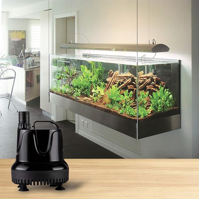 hygger 215 GPH Quick Water Change Aquarium Pump Submersible Fountain Water Pump Fish Tank Pond Drain Transfer Pump with 2 Adaptors
