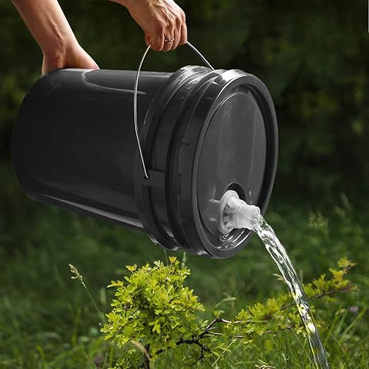 5-Gallon White Bucket Pail with Spout Lid, Metal Handles with Plastic Grip for Easy Carrying, Easy Stack and Store, Heavy-Duty Extra Durable, Food Grade, BPA Free - 1 Pack