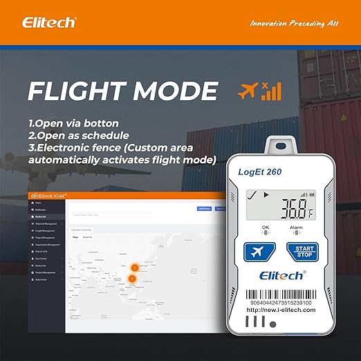 Elitech 4G Reusable Real-time Temperature Humidity Data Logger Light/Shock/Location, Built-in SIM Card,Shadow Data,Airplane mode,Cloud Storage,SMS/Email/APP/Web Alarm,100000 Points,Loget 260-THE-5Pack
