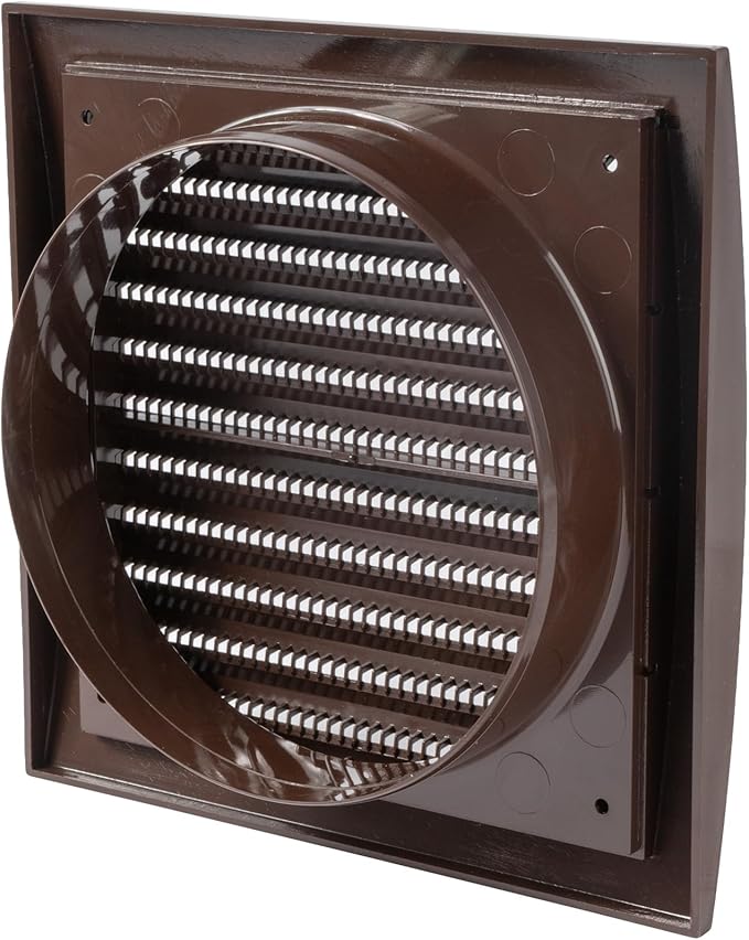 Vent Systems 6'' Inch Brown Vent Cover - Plastic Louvered Dryer Cover for Bathroom, Kitchen, Garage Exhaust Vents - Exhaust/Supply Air Register Grille for Home Improvement - Indoor and Outdoor
