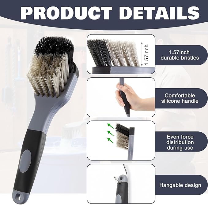 2 Pack 10" Horse Bucket Brush, Horse Bucket and Trough Scrub Brush, Water Buckets Brushes for Livestock Farm Equine Water Buckets Feed Trough Non Slip Grip Durable Synthetic Fiber Black Gray