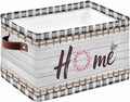 Spring Flowers Storage Bins Cubes Waterproof Cloth Storage Basket,Farmhouse Watercolor Black Plaid Wood Grain Foldable Storage Bags for Shelf Clothes Storages Organizers with Handles 15x11x9.5 in 1PCS