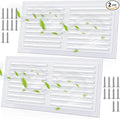2 Pcs 14 x 6 Inch Aluminum Gable Vents Attic Vents Metal Gable Wall Shed Vent with Screw and Screen Mesh, Square Return Louver Grille for Ventilation Exterior Door House Attic Garage Ceiling