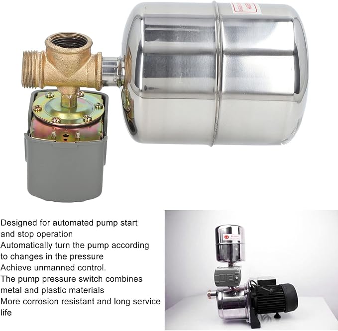 Premium Pressure Tank Check Valve Kit Heavy Duty ABS Metal Construction Automatic Water Pump Control Switch for Well Pumps Irrigation Systems