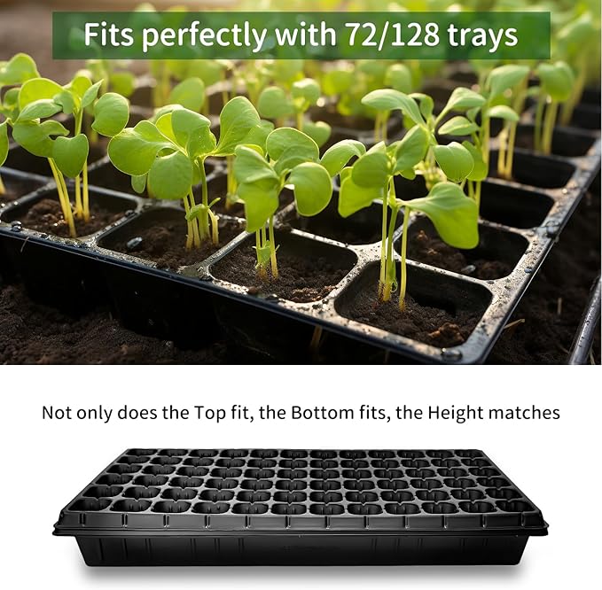 RooTrimmer Growing Trays, 1020 Plant Nursery Trays Heavy Duty Seed Starter Flat Seedling Tray for 72/128 Cell Plug Tray Transplant Growing Microgreens (21"×11", 10 Pack, 1.6" Deep, Without Holes)