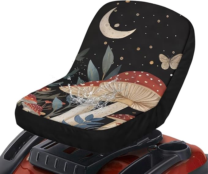 Riding Lawn Mower Seat Cover,Mushroom Moon Waterproof Wear-Resistant Cloth, Heavy Duty Tractor Seat Cover for Most Lawnmowers