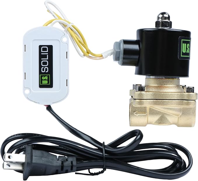 U.S. Solid Smart Solenoid Valve - 1/2 Inch Wi-Fi APP-Controlled Brass Solenoid Valve, 110V AC