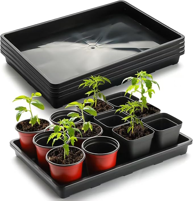 RooTrimmer 5 Pack Nursery Potting Tray, Carrying and Holding Plant Tray for Seeds Starting Pot, Collecting Drainage Water(Black)