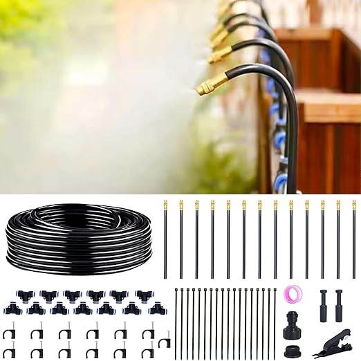 Thiswing 360° Adjustable Drip Irrigation System - 40 FT Garden Watering System with 13 Nozzles, Raised Bed Sprinkler System, Garden Mister for Yard, Lawn, Plants, 5/16" Tubing