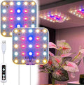 DOMMIA Full Spectrum LED Grow Light for Indoor Plants, 2 Panels 10W with 6/12/16h Timer Dimmable Plant Lights for Flower Veg Plant Growth USB, Pinkish White, 1-Pack